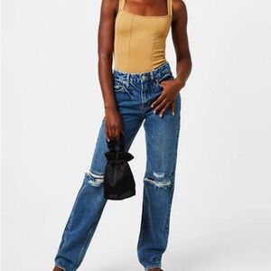 NWT Good American | Good 90s Ripped Slim Fit Straight Jeans